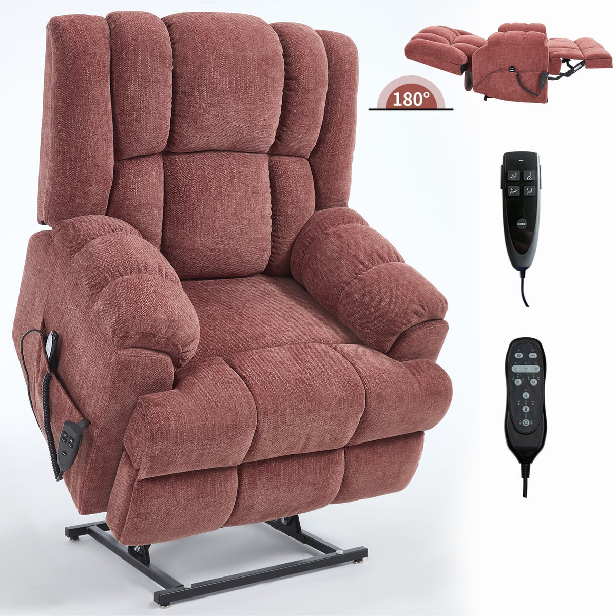 Dual Motor Heat Massage Electric Power Lift Recliner with Smooth Lift - Red or Blue