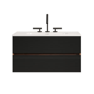 Gloria 36" Wall Mounted Soft Black Bathroom Vanity