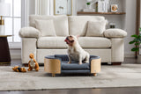 Scandinavian style Elevated Dog Bed Pet Sofa With Solid Wood legs and Bent Wood Back, Velvet Cushion