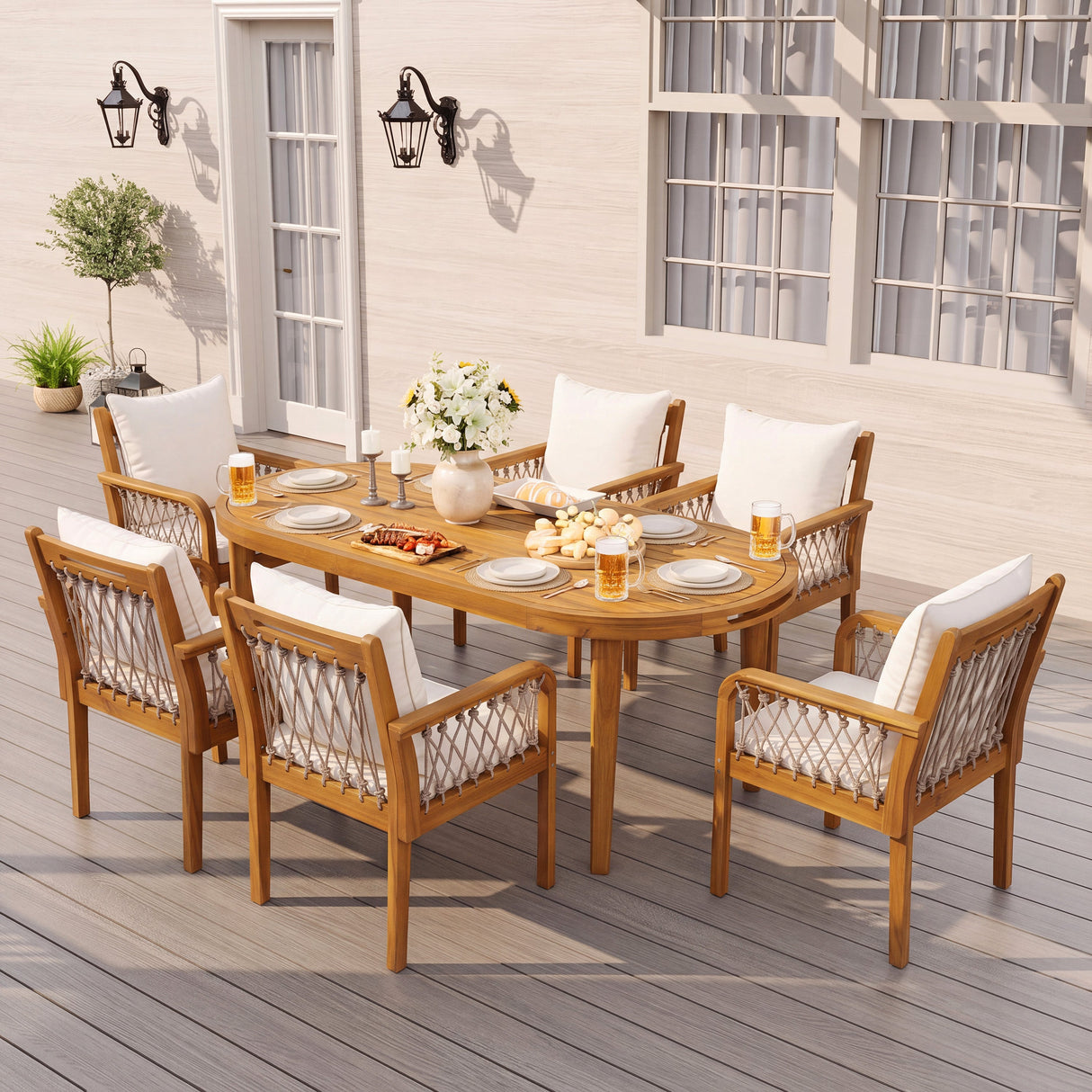 7-Piece Outdoor Acacia Wood Dining Set