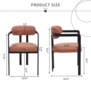 Dining Arm Chairs Set of 2 with Fabric Upholstery and Metal Legs - Green, Orange, or Beige