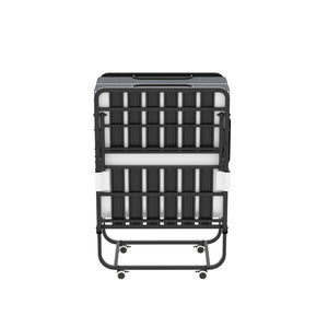 Twin Folding Bed With Memory Foam Mattress, Space Saving Rollaway Guest, On Wheels, Portable For Adults & Guests - Black