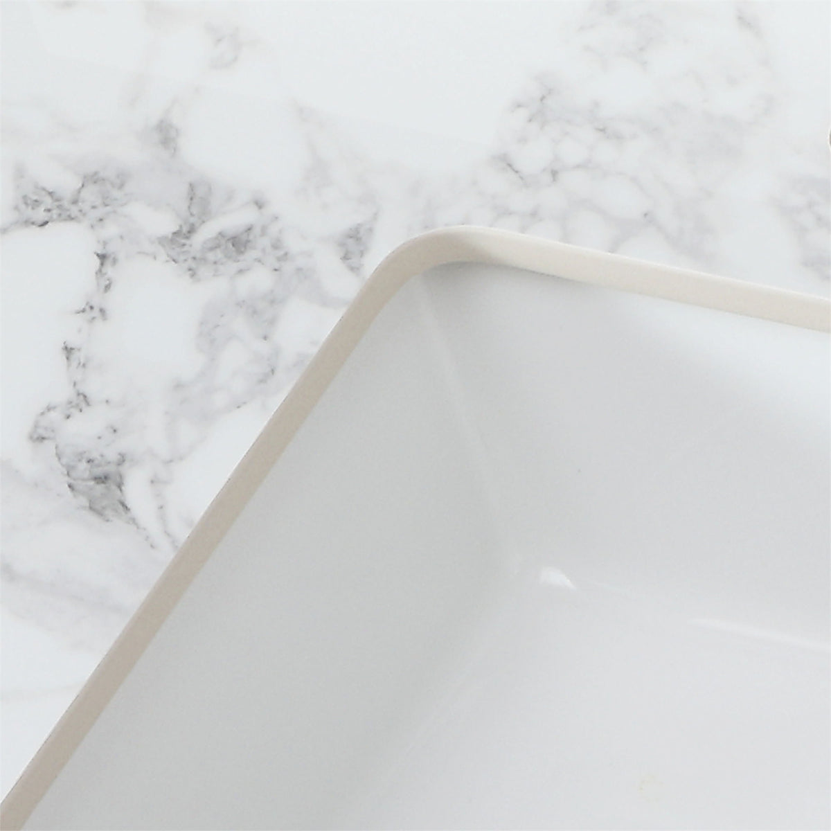 Elegant Bathroom Vanity Top With Rectangular Ceramic Sink And Backsplash