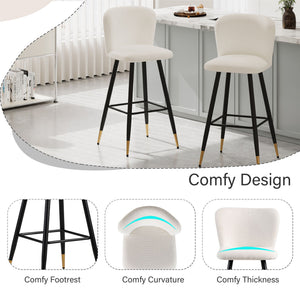 Modern Style Barstool, Tipped Ends, Suitable For Various Decoration Styles - White