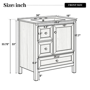 Modern Bathroom Vanity With Sink, Soft Close Drawers & Door, Storage Rack