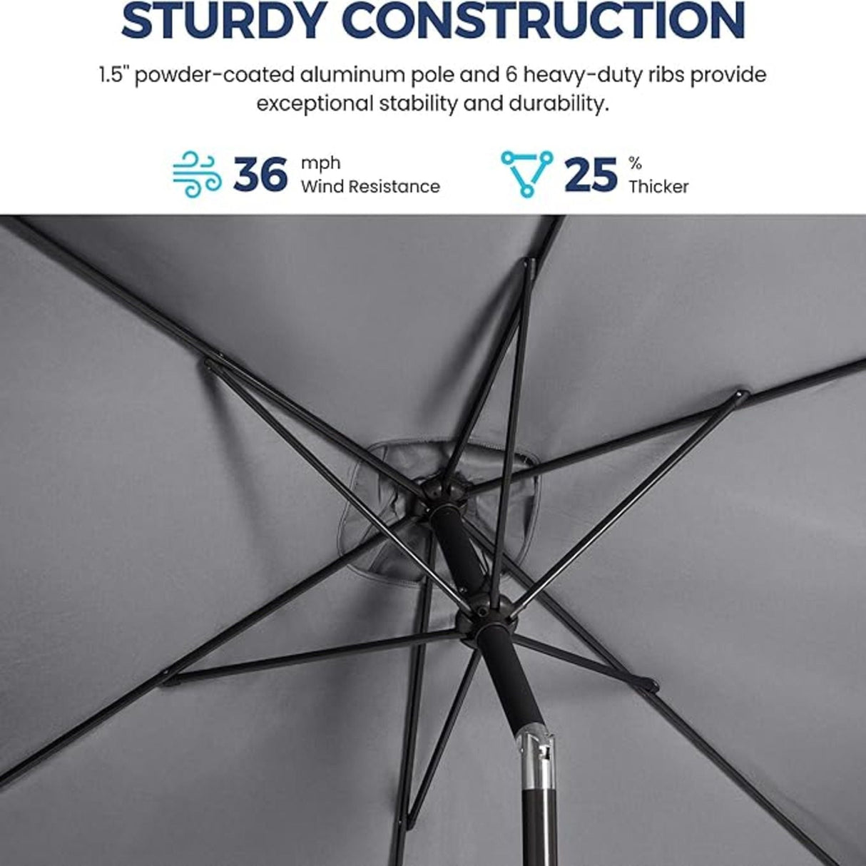 Rectangular Patio Umbrella With Crank Tilt, Polyester UV-Resistant Canopy
