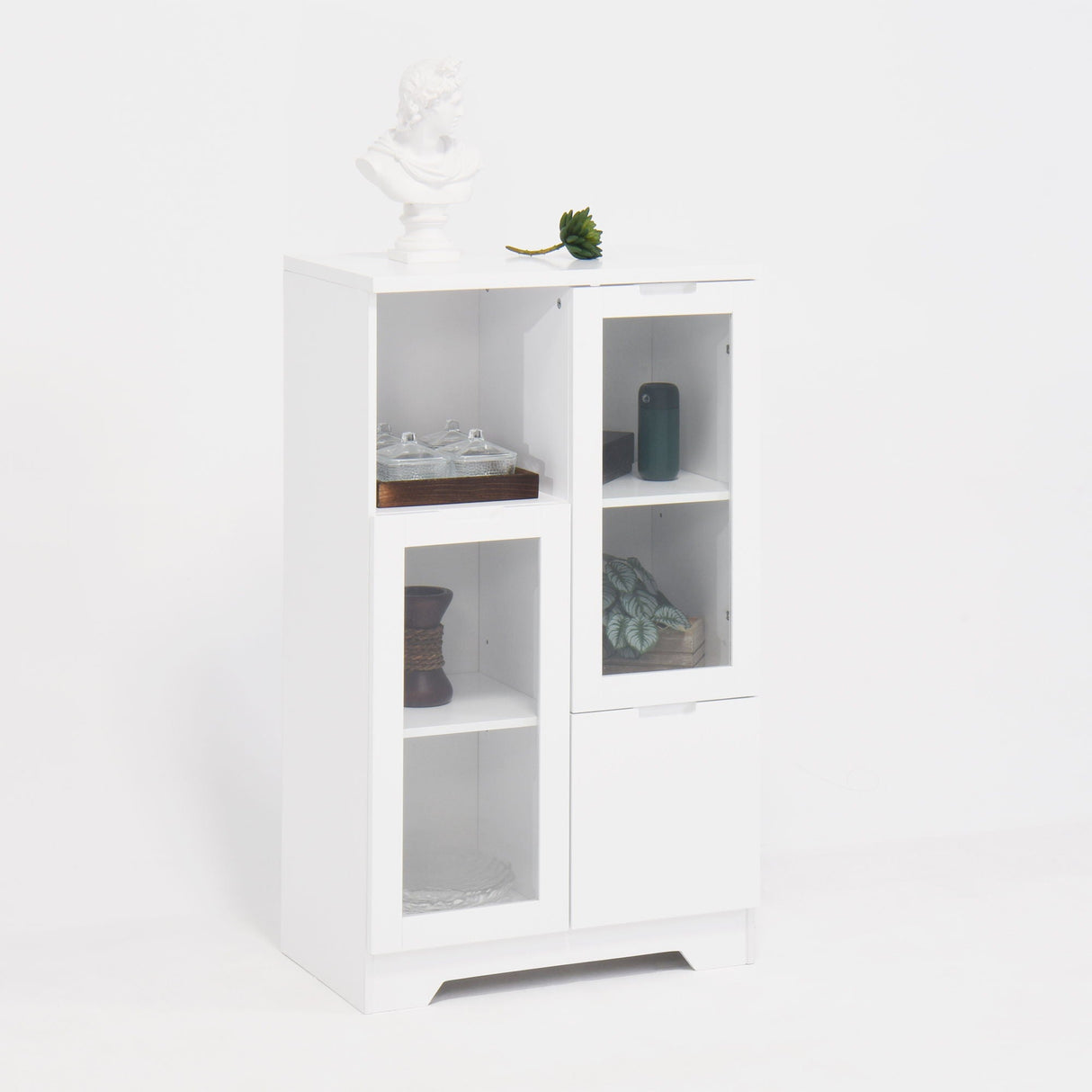 Modern Cabinet With Glass Doors And Drawer