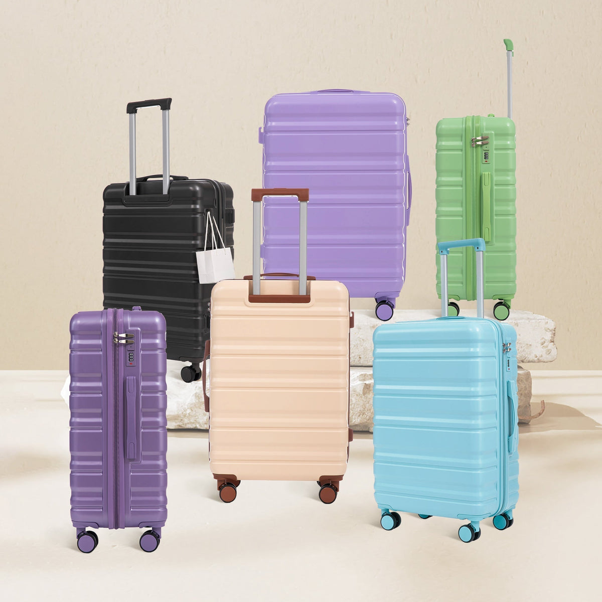HIFINE Tourist 3-Piece ABS Spinner Wheel Luggage Set (Blue)