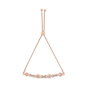 14K Yellow Gold Plated .925 Sterling Silver Channel Set Diamond Accent Twist 4â€-10â€ Adjustable Bolo Bracelet (I-J Color, I3 Clarity)