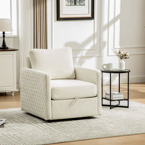 29.5''W Upholstered 360° Swivel Armchair with Hidden Storage
