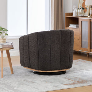 Swivel Upholstered Barrel Chair With Metal Base
