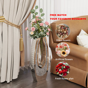 24.01" U-Shaped Floor Vase Shattered Diamond Mirror Surface
