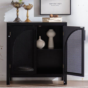 Black Accent Cabinet with 2 Doors - 29 Inch Narrow Credenza