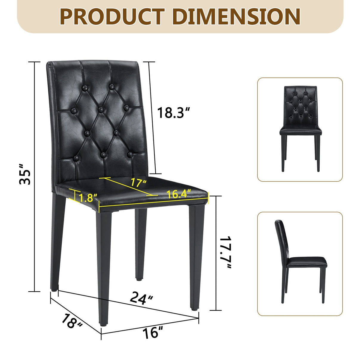 Dining Chairs with Ergonomic Buckle Backrest for Family Dining Rooms