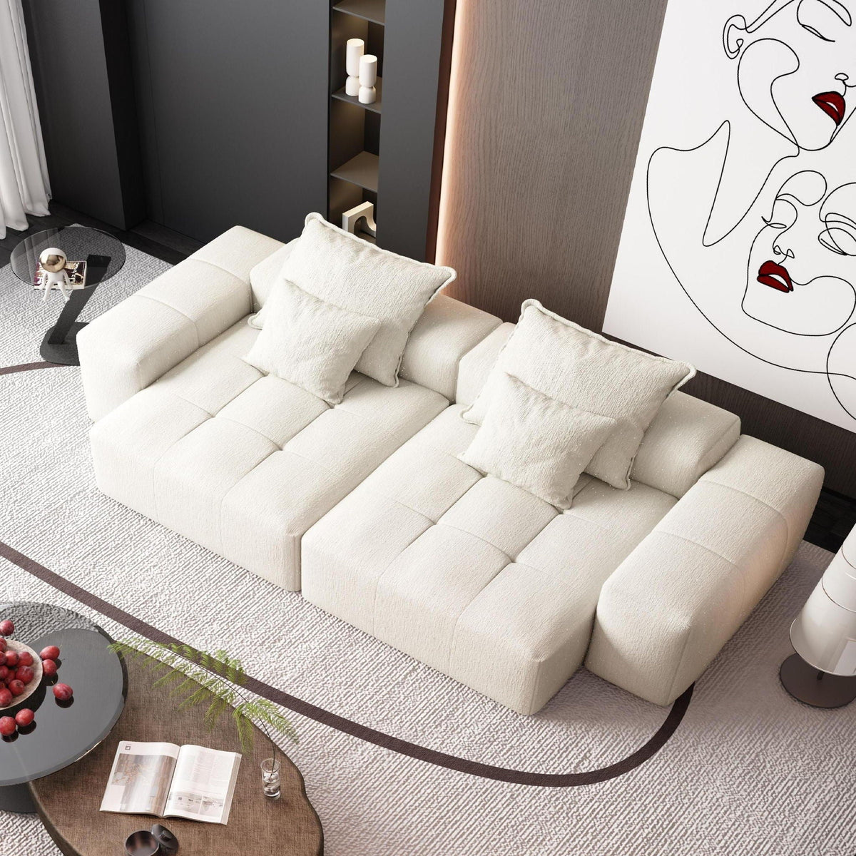 Modern Oversized Modular Sectional Sofa with Pillows - Multiple Colors