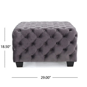 Modern Glam Ottoman With Upholstery And Button Tufted Design