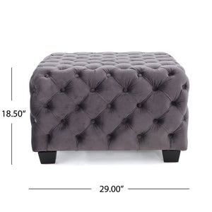 Modern Glam Ottoman With Upholstery And Button Tufted Design