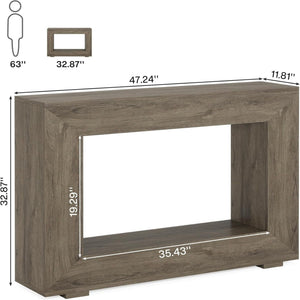Narrow Entryway Storage Console Table With Open Shelf
