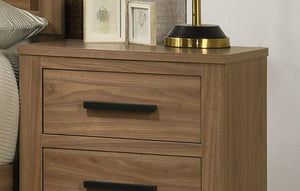 Walnut Chestnut 3pc Twin Size Bedroom Set with Nightstands