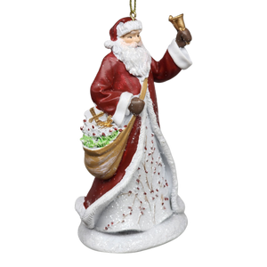 Berry Vine Santa with Bell Ornament