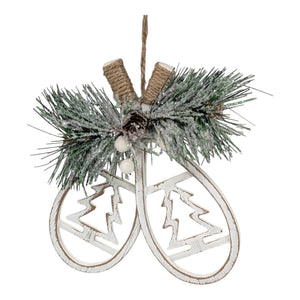 Wooden Snowshoe Floral Ornament -