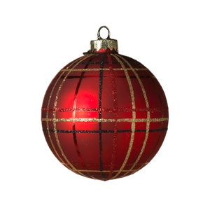 100mm Plaid Ball Ornament -