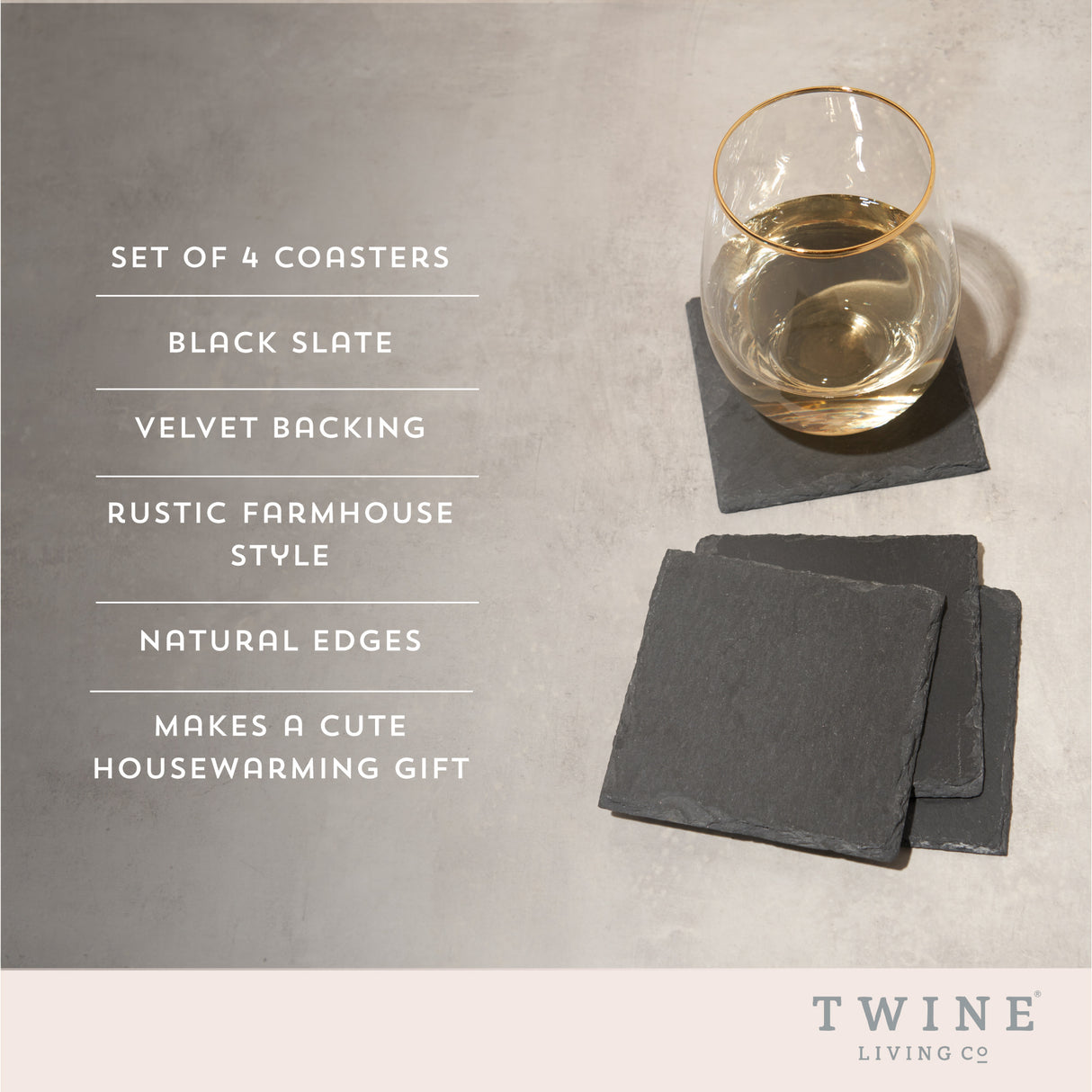 Square slate coasters by twine®
