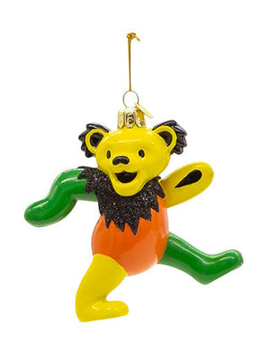 Glass Grateful Dead Bear Ornament -