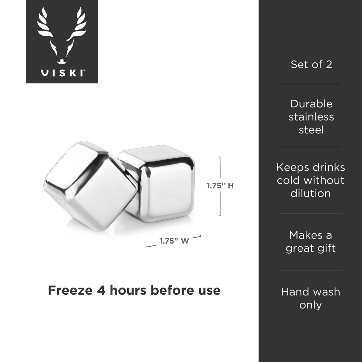 Glacier rocks® large stainless steel cubes viski®