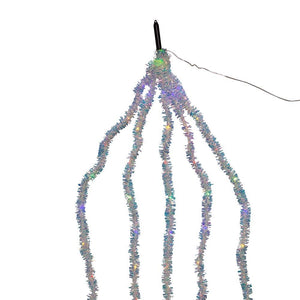 100-Light Silver Iridescent Tinsel Cascade Multi-Color Light Set