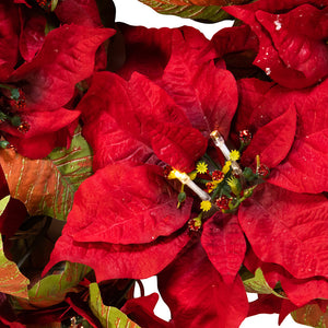 18" Battery-Operated LED Red Poinsettia Wreath