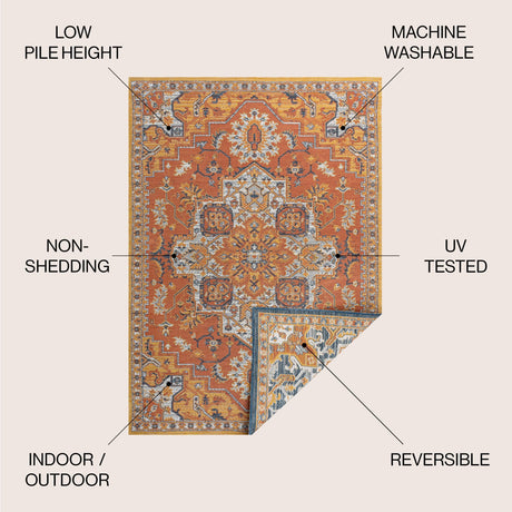 Bijan traditional vintage medallion reversible machine - washable indoor/outdoor area rug - Tuesday Morning - Outdoor Rugs