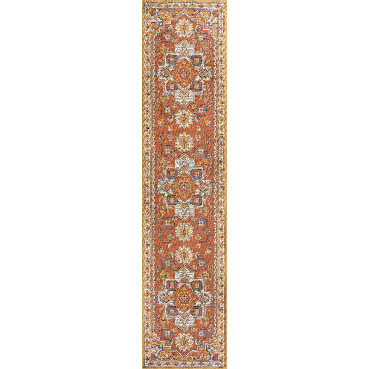 Bijan traditional vintage medallion reversible machine - washable indoor/outdoor runner rug - Tuesday Morning - Outdoor Rugs
