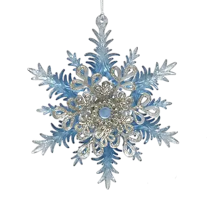 Icy Blue Gem Snowflake Ornament