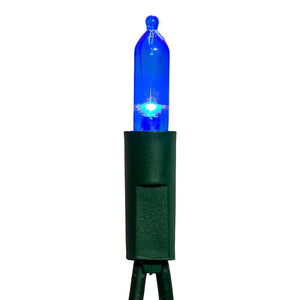 50-Light Miniature Blue LED Green Wire Light Set