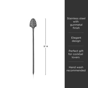 Art Deco Cocktail Picks in Gunmetal Set of 4