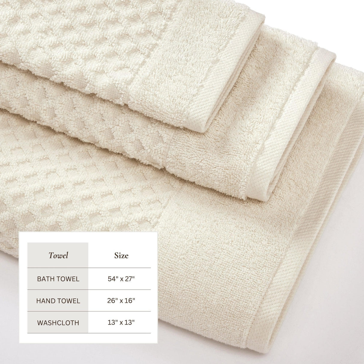 Cotton diamond waffle weave bath towel set - grayson collection