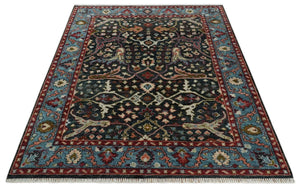 Black and Blue Hand Knotted Traditional Oushak Multi Size Wool Area Rug