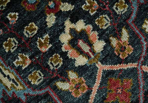 Black and Blue Hand Knotted Traditional Oushak Multi Size Wool Area Rug