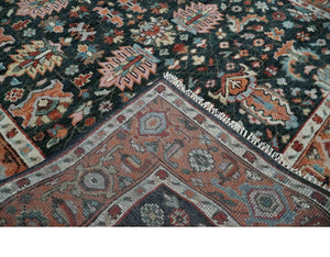 Black and Rust Traditional Hand Knotted Oushak wool 8x10 Area Rug