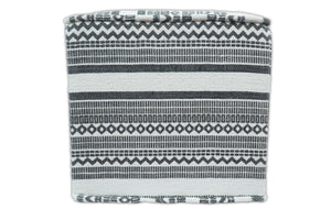 Black and White Handmade Block Printed cotton Pouf