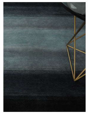 5x7 Black, Charcoal and Gray Striped Wool Hand Woven Southwestern Lori Rug