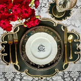 Celestia Black Oval Faux Leather Placemat, Napkin & Coaster Set