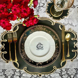 Celestia Black Oval Faux Leather Placemat, Napkin & Coaster Set