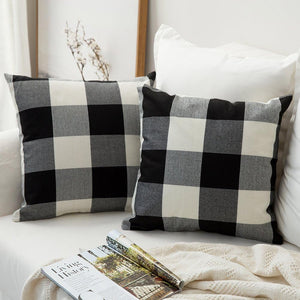 Set of 2 buffalo-check throw pillow covers  size 18"x18"