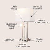 Blaire 2 - light modern farmhouse metal led table lamp with usb charging port - Tuesday Morning - Table Lamps