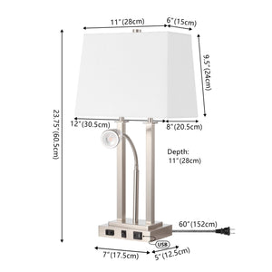 Blaire 2 - light modern farmhouse metal led table lamp with usb charging port - Tuesday Morning - Table Lamps