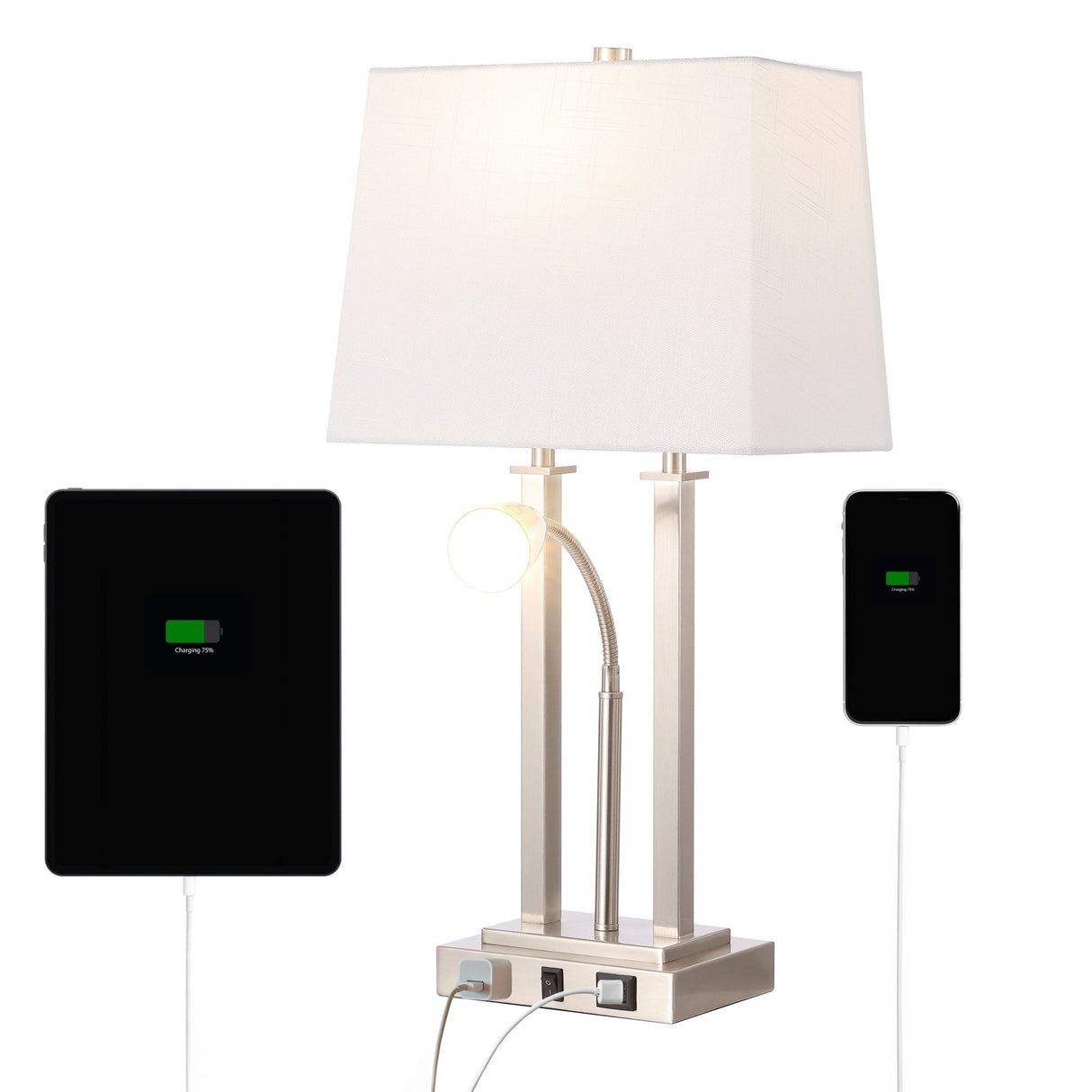 Blaire 2 - light modern farmhouse metal led table lamp with usb charging port - Tuesday Morning - Table Lamps