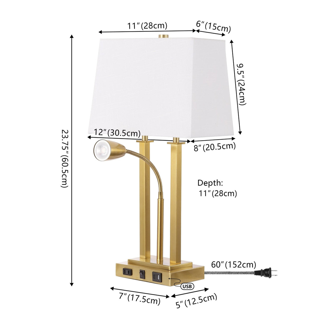 Blaire 2 - light modern farmhouse metal led table lamp with usb charging port - Tuesday Morning - Table Lamps
