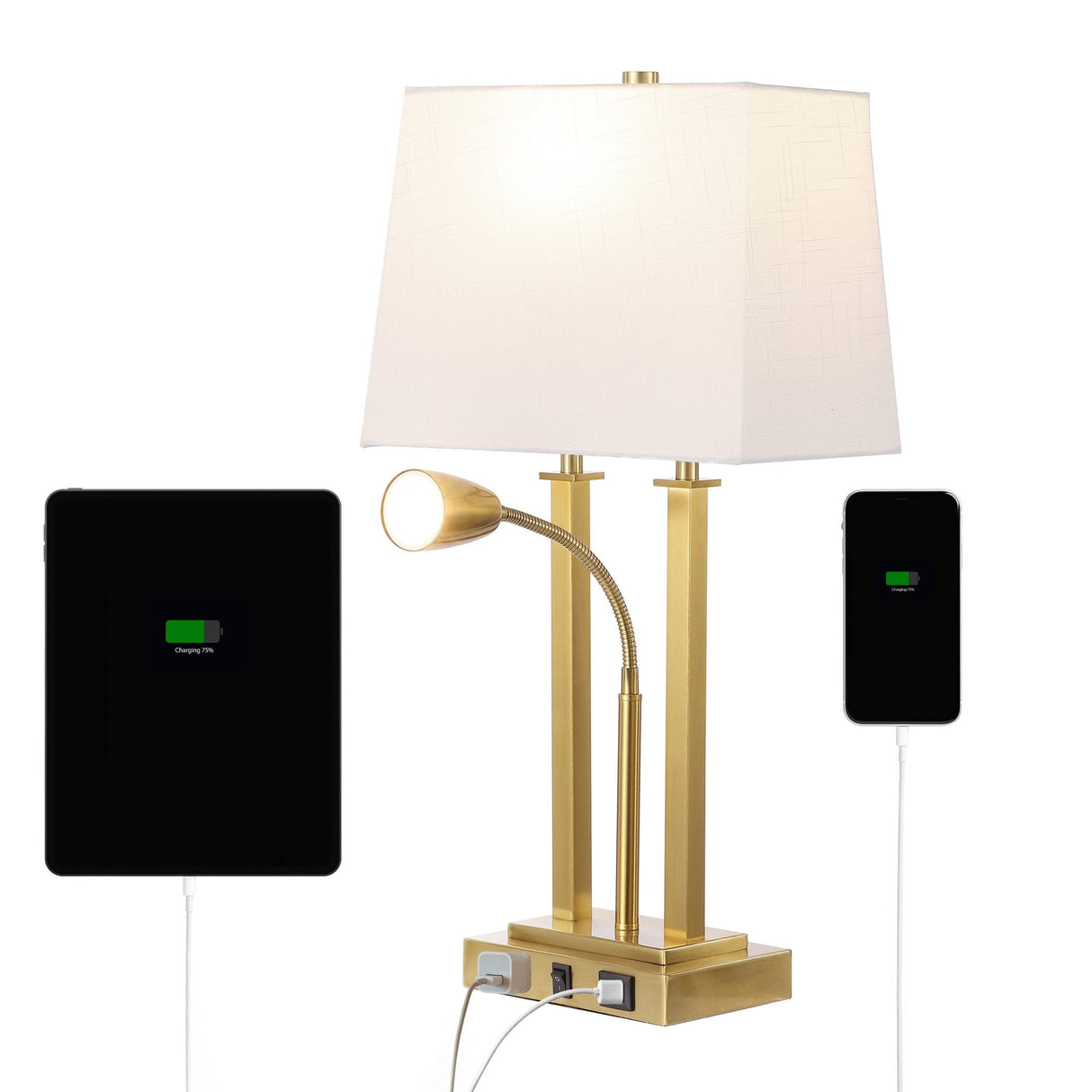 Blaire 2 - light modern farmhouse metal led table lamp with usb charging port - Tuesday Morning - Table Lamps